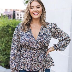 Womens Floral Wrap Top, Size Large, Amazon The Drop by Caralyn Mirand